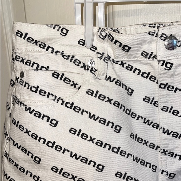 Alexander Wang Black and White Logo Denim Shorts - Picture 3 of 6